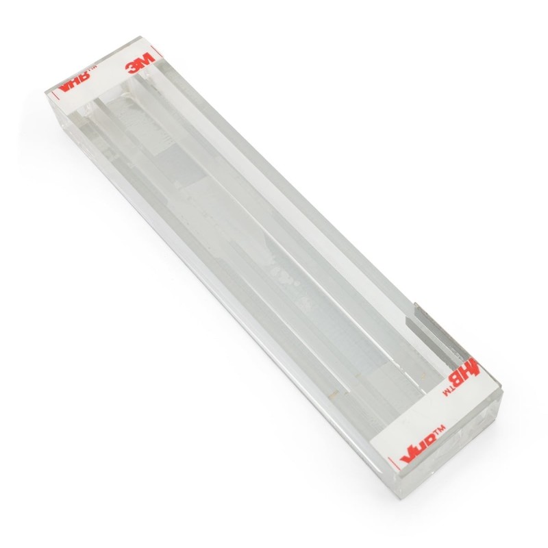 Dorit Judaica Acrylic Mezuzah Case with Aluminum Front - Flowers (Blue